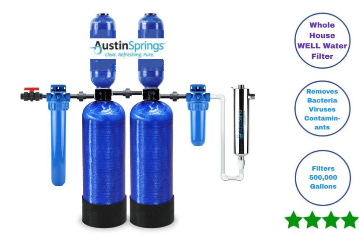 Whole House WELL Water Filter Kit with UV Light and Salt Free Conditioner