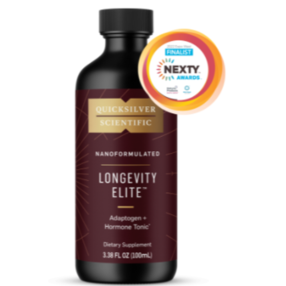 Quicksilver Scientific Longevity Elite Adaptogen Tonic 100 ml, dietary supplement for hormonal balance and longevity, 2 pack.