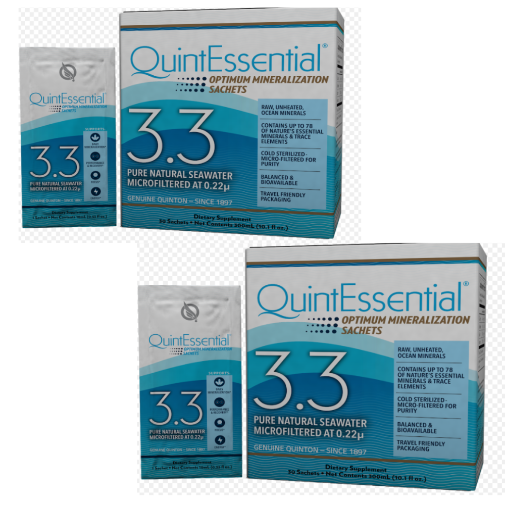 Quicksilver Scientific QuinEssential 3.3 Sachets, 3 pack, for hydration and mineral replenishment.