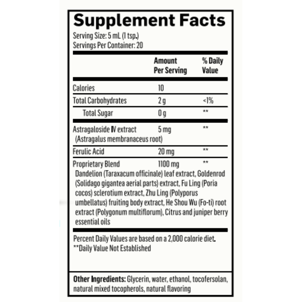 Quicksilver Scientific kidney care supplement facts label for botanicals and nutraceuticals.