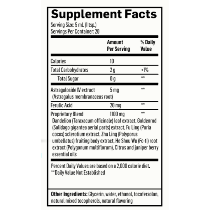 Quicksilver Scientific kidney care supplement facts label for botanicals and nutraceuticals.