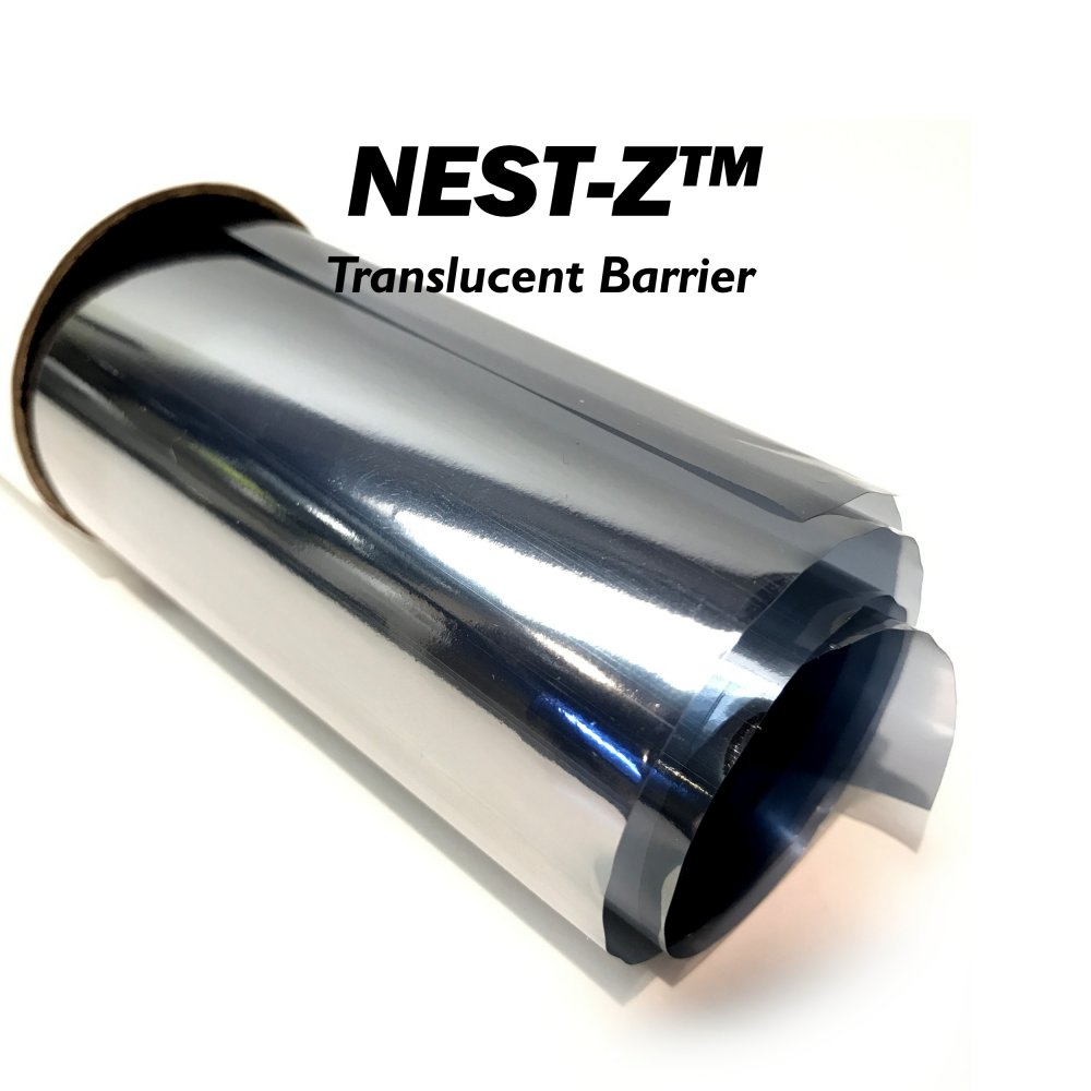Faraday NEST-Z 3 Mil Translucent Barrier roll for ESD protection, 36"x1 yard, optimal for electronics.