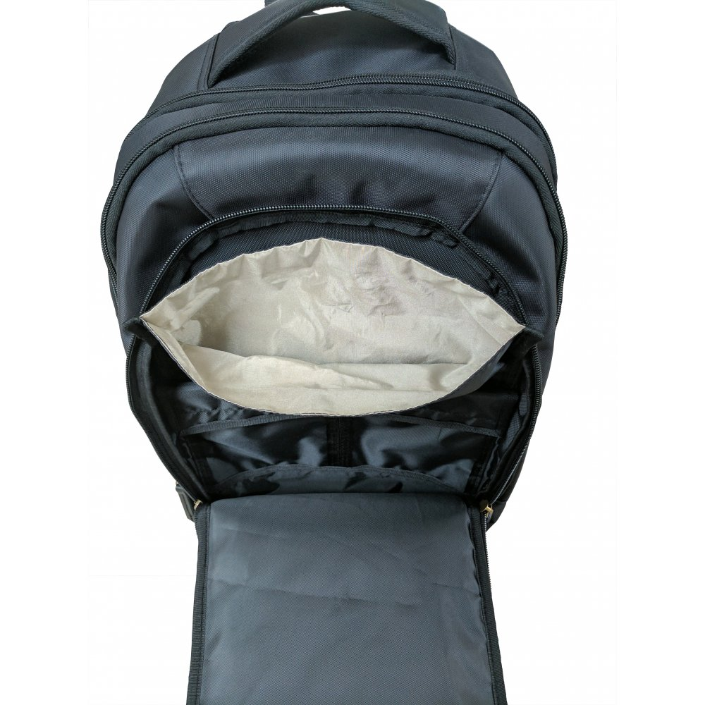 Faraday Backpack Double-fold Seal showing interior and spacious compartment with protective lining.