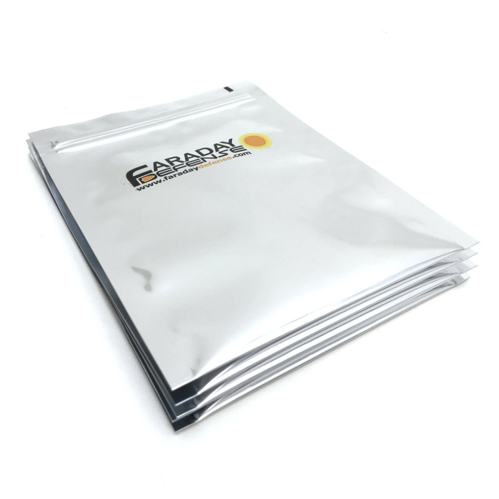 Faraday 3 PC Cell Phone NEST-Z 7.0 Mil EMP bags stacked in a protective design for electronics.