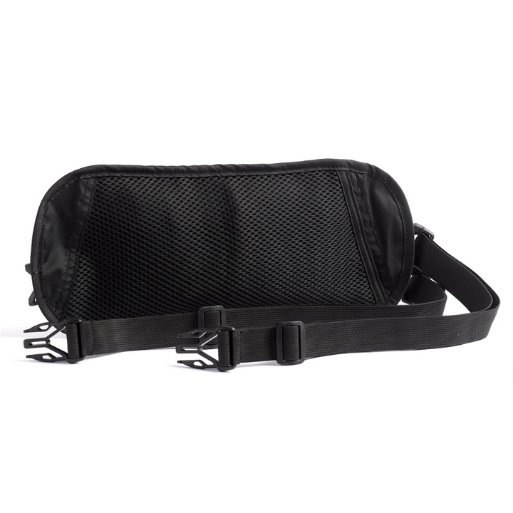 Faraday Waist Pack RFID belt with adjustable strap and mesh design for secure document storage.