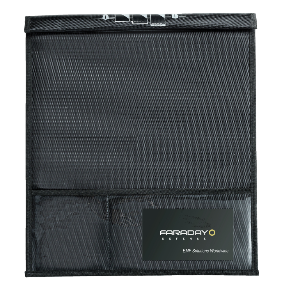 Faraday Jacket Forensic Faraday Laptop Bag blocks cell signal and protects devices with layered shielding.