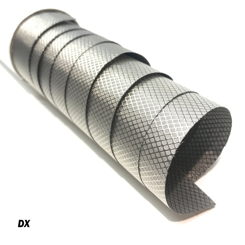 Faraday Cyber DX Diamond EMI Shielding Copper Nickel Fabric roll showcasing rip-stop design and flexibility.