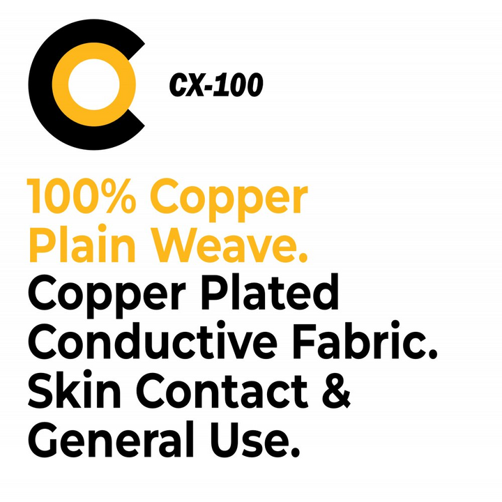Faraday Cyber CX 100 100% Copper Plain Weave, Copper Plated Conductive Fabric for skin contact &amp; general use.