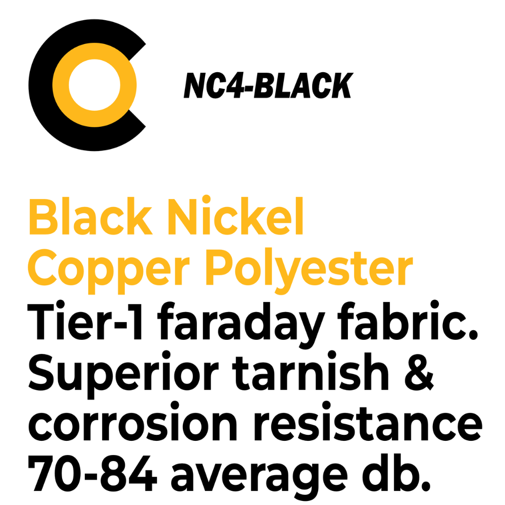 Faraday Cyber NC-BLACK Fabric EMF RF Shielding Fabric Roll 50"x1', Black Nickel/Copper material with high performance.