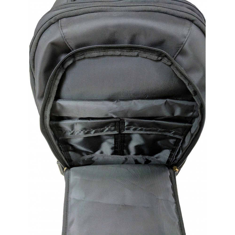 Interior view of the Faraday Backpack Double-fold Seal showcasing durable pockets for secure device storage.