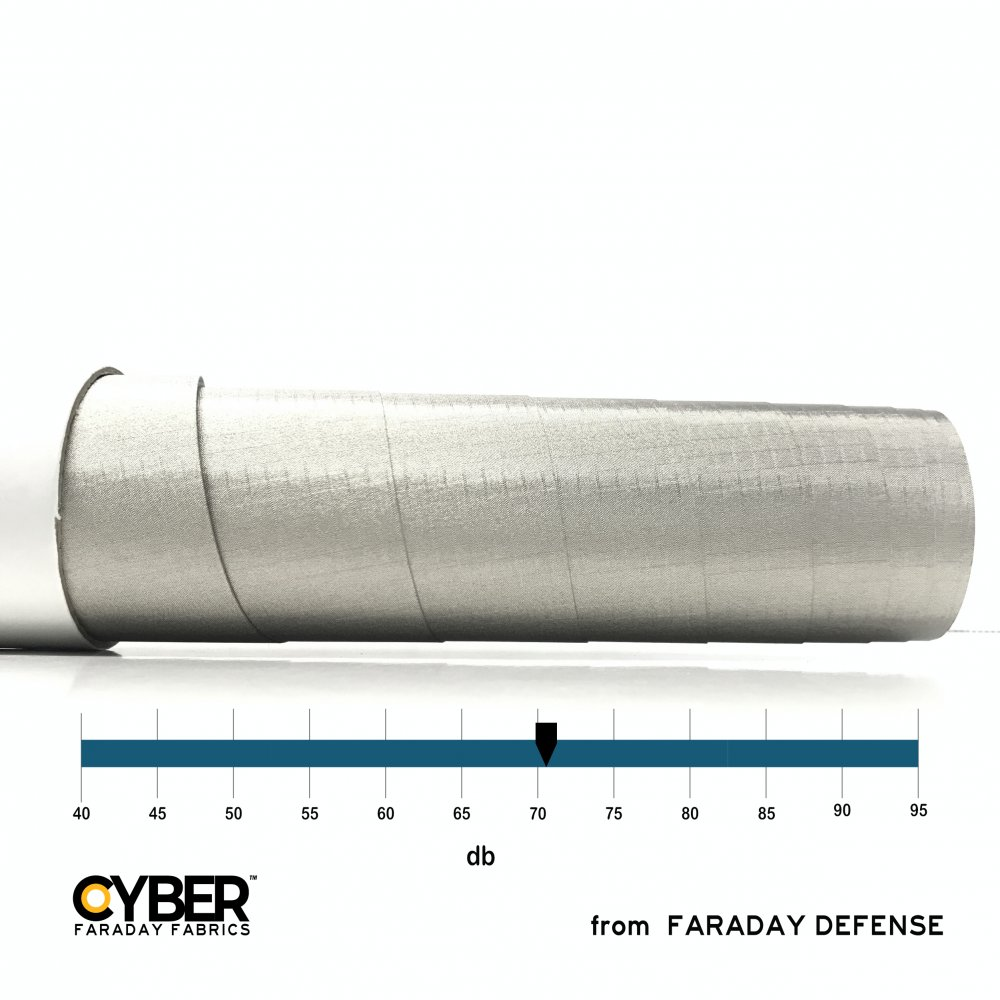 Faraday Cyber NC-RS-A Adhesive EMF RF Shielding Nickel Copper roll with dB scale from Faraday Defense