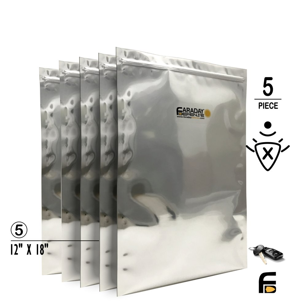 Faraday 5 PC X-Large Laptop NEST-Z 7.0 Mil 5-Layer EMP Bags 12" x 18" for electronic protection