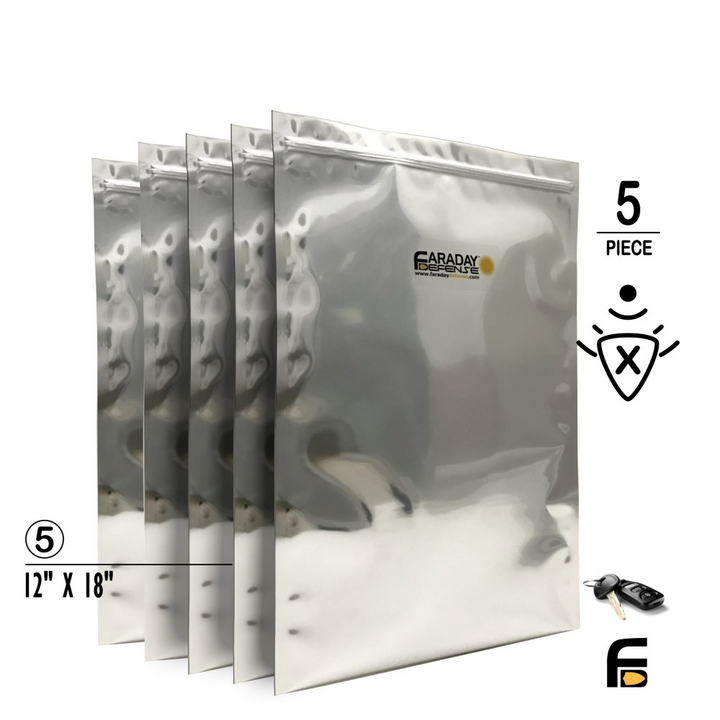 Faraday 5 PC X-Large Laptop NEST-Z 7.0 Mil 5-Layer EMP Bags 12" x 18" for electronic protection