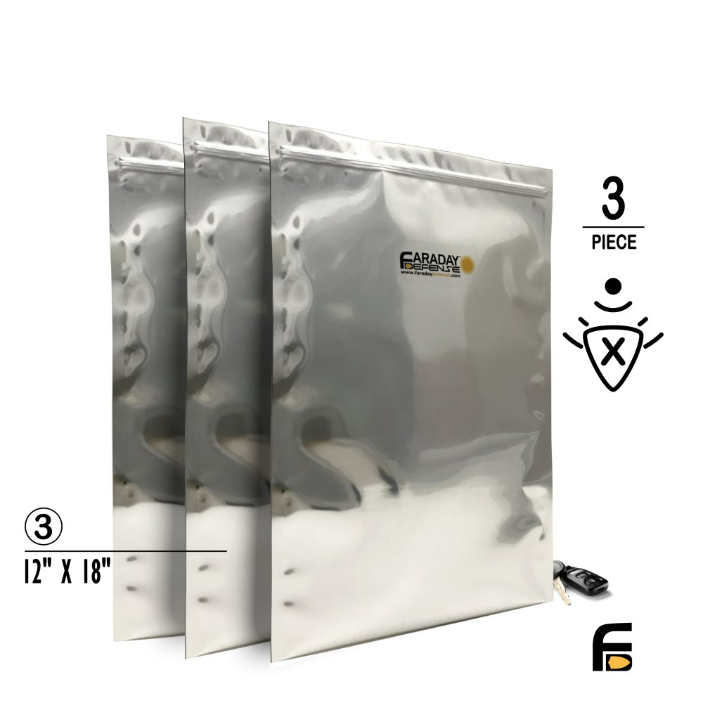 Faraday 3 PC X-Large Laptop NEST-Z 7.0 Mil 5-Layer EMP Bags 12" x 18" for electronic protection