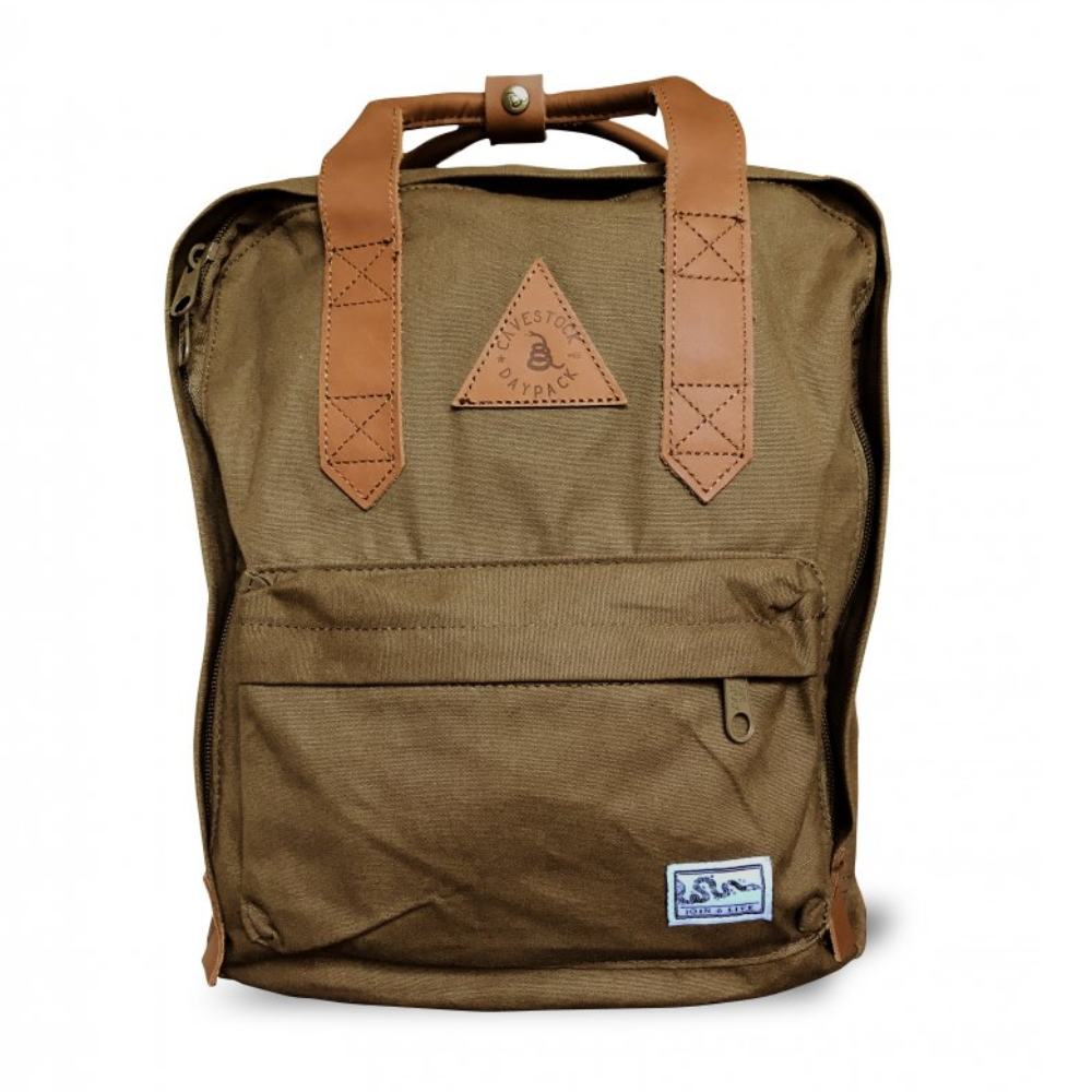 Faraday Cavestock Daypack No. 66 Desert RFID Blocking Backpack with leather straps