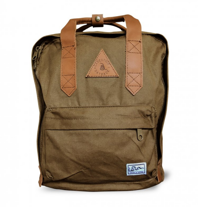 Faraday Cavestock Daypack No. 66 Desert RFID Blocking Backpack with leather straps