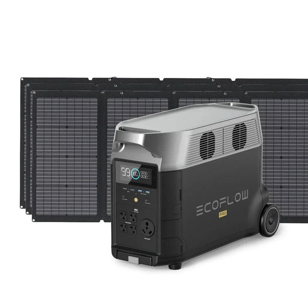EcoFlow DELTA Pro 3600W With Three 220W Solar Panels Complete Power for reliable energy solutions.