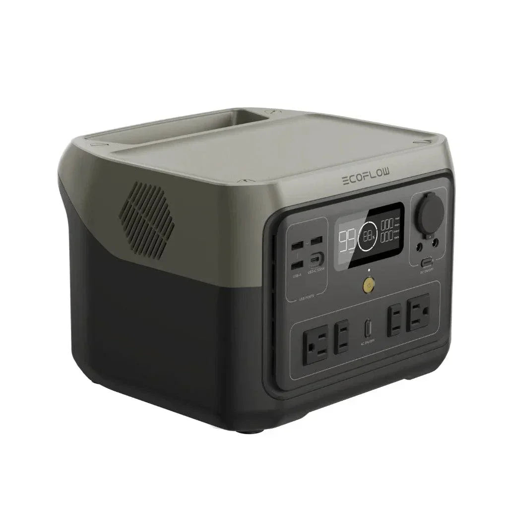 EcoFlow RIVER 2 Max Ultimate Portable Power Station Light Weight Safe &amp; Reliable with multiple outlets and display.