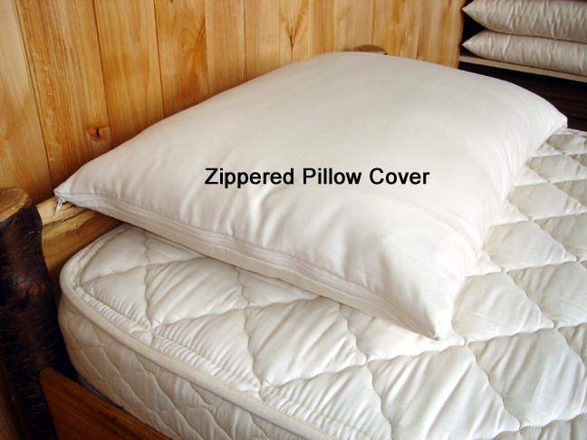 Holy Lamb Organics Pillow Cases & Covers with zippered design on a mattress.
