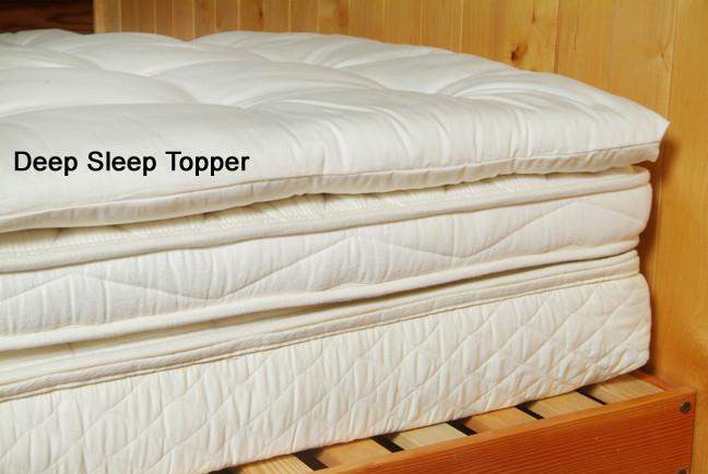 Holy Lamb Organics Quilted Mattress Topper on a bed for ultimate comfort and support.