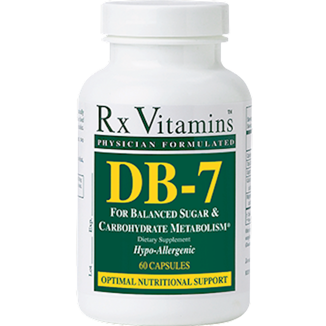 Rx Vitamins DB 7 Sugar Carbohydrate Metabolism Support 60 Capsules bottle on a white background