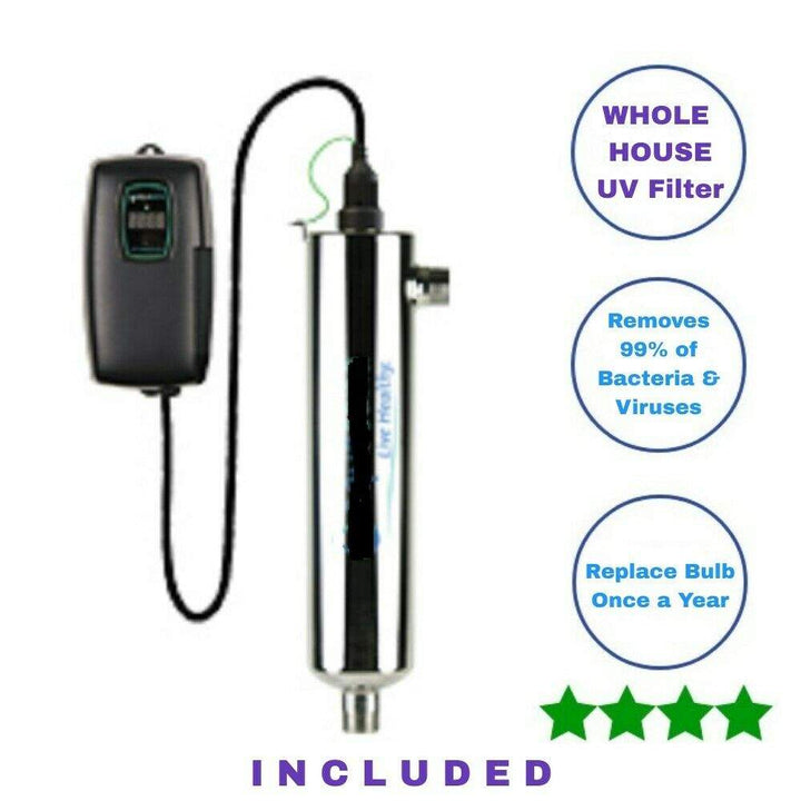Whole House CITY Water Filter 1 Mil Gal + Conditioner Tank UV Post + Pre Filter