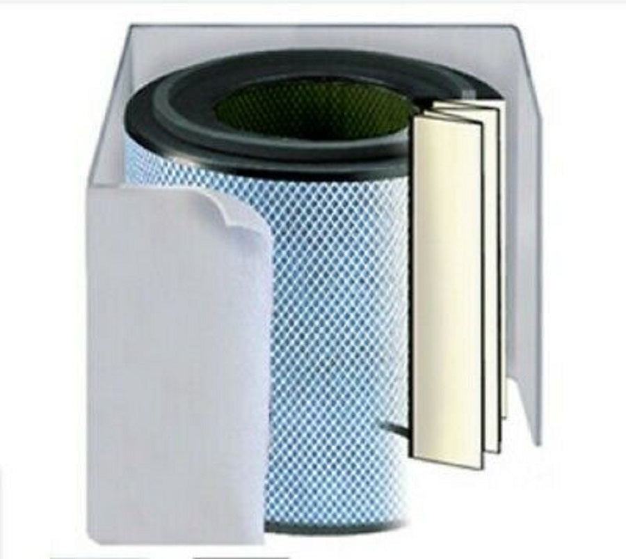 Austin Air Replacement Filter Junior Allergy HEGA Filter FR205B in white packaging and rolled filter design.