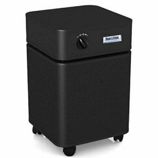 Austin Air HEPA &amp; HEGA Standard Allergy Machine in black, portable air purification system for allergy relief.